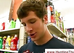 Interracial gay sex at a grocery store