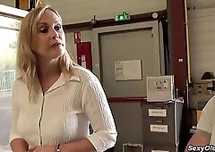 Tall MILF Melany Paris gets fucked in the warehouse by Michael Cheritto