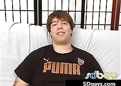 Cute chubby gay stroking her dick