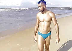 Bare and Stroking off inwards a Lagoon