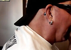 Homemade gloryhole cum in mouth DILF sucks hard penis