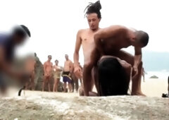 Brazilian anal queen banged beyond belief by a gang of cocks