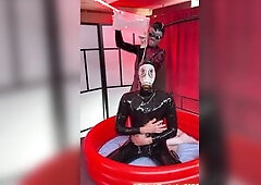 This day I've prepared smth very particular for my serf. A tiny paddling pool and 2 buckets of slime. After we've the one and the other wrap