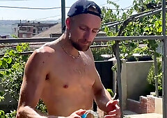 Tall gardener plowed his holder's son-in-law with his ginormous manhood while working