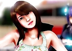 Animated babe strips down before well-hung futanari drills her butt