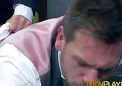 Hot businessman Hans Berlin cock sucking and ball licking
