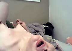 Tgirl can't stop toying with her milk cans