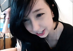 Two beautiful young lesbians kissing each other on webcam