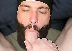Sucking and a Huge Uncut Cock