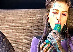 Inked Hippie's Solo Dildo Asshole Play