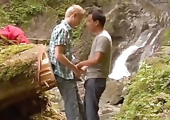 Young lovers being romantic outdoors in nature