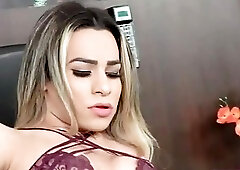 Gorgeous shemale in lingerie rails a guy after oral foreplay