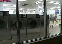 Handsome Ebony bottom public fucked in laundry service