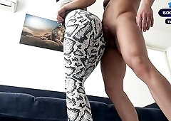 ejaculation on leggings /rubbing dong on fitness model with a flawless Butt /CandyLuxxx