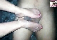 Mel footjobing a ally in a pont of time of true fun