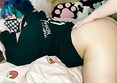 FTM catboy gets his holes filled doggy style