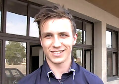 Pretty boy twink sucking on a HUGE penis