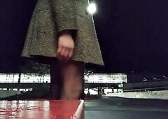 Going fpr a walk and showing a diamond ass plug in public at a educate station in Vienna.