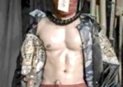 Muscular beautiful Chinese zombie with a burly physique