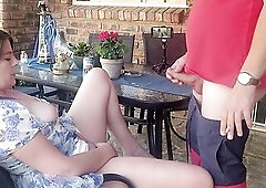 Mutual masturbation with my neighbors wife turns into outdoor creampie