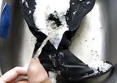 Piss in wifes snow filled leather boot