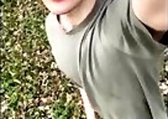 Sexy Twink Plays Risky With His Huge Veiny Cock In The Woods