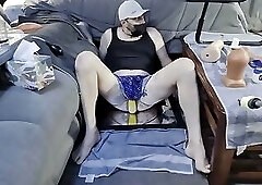 Butt slut ryan743 bounces on big dildo