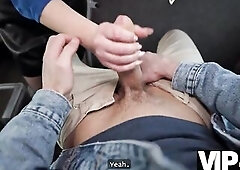 Nice-looking large titted lady is banging in the bus