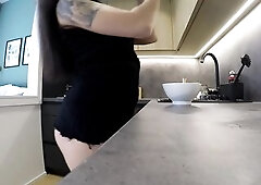 Hawt Hawt Brunette hair mother I'd like to fuck Housewife at home no pants in a Cut Miniskirt to flash rock hard moist vagina