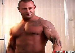 Tyler Lee Stripping And Then Oiling Himself Up, Flexing and Posing