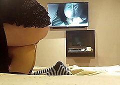 My friend dresses as a woman and sticks his penis in me, brunette, Latina, big arse, natural tits, big shaft