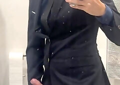 Jacking off with suit on