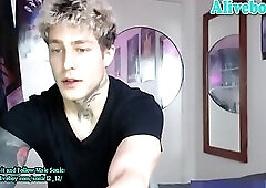 Swedish Hunk with huge dick and full tattoos wank on webcam