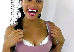 AMETHYST BANKS Cute Black Ebony angel White Shlong POV Oral sex and Cum Gulp