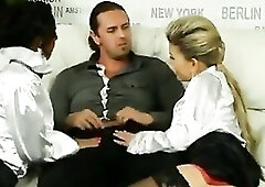 2 gals banged in white satin blouse