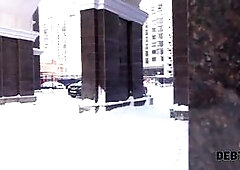 DEBT4k. Long-haired blonde with awesome body has sex