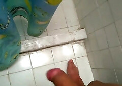 Youthful Boy Strokes in the Shower with Soap while there are People in my Palace