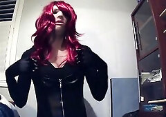 Taut Playmate Pt5! Female masked redhead i show u my ass in my constricted white yoga panties!