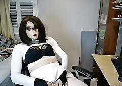 Doris Jill Pt2! Your plastic doll faced girlfriend Jill plays with herself and unmasks!