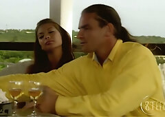 Tera Patrick joins a lustful blonde and another woman in a wild outdoor-to-bedroom threesome with Evan Stone