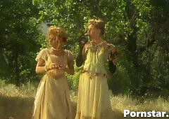 Lauren Phoenix licks Dominica Leoni's ass outdoors in the forest