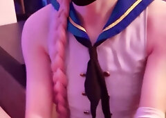 Femboy Beauty Inhales and Masturbates Lad Jizz-shotgun