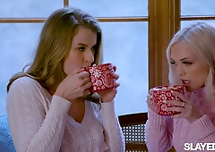 Mia Melano and Alex Grey heat up the cabin with fierce lesbian passion