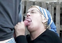Large booty hirsute twat granny loves cum on titties and outdoor screw with her older fucker.