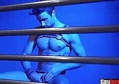 Hot hunk fistfucks with gloved hands covered in lube