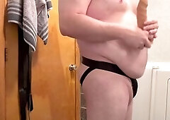 Anal masturbation, boy peeing, big belly bear