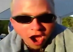 Chubby guy showing off