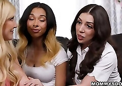 Haley is unable to resist the seducing of her stepmom and had a hot lesbian foursome