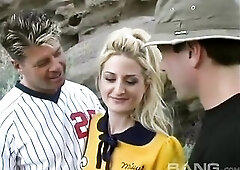 See Large Boobed Golden-Haired Cheerleader Bangs With 2 Dudes on now! - 69Ing, Socks, Bald Porn