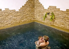 Teenies have joy in the swimming pool, deepthroat and no condom: Matty and Aiden